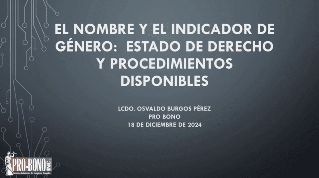 El Nombre Y El Indicador De Género: Estado De Derecho Y Procedimientos Disponibles